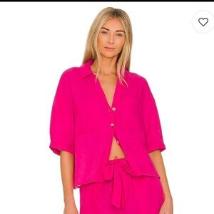 SANCTUARY REVOLVE Easy Pocket Shirt in Tart BNWT